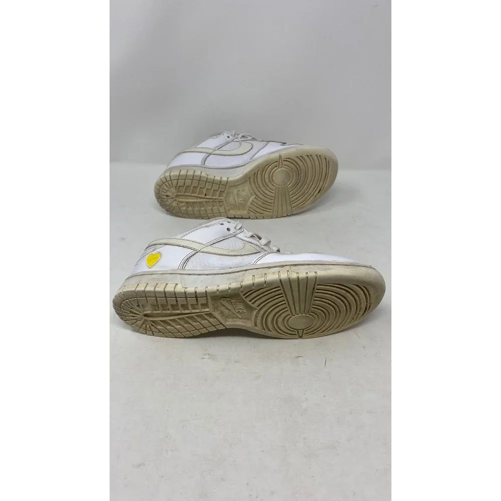 Nike Dunk Low White Pale Yellow Heart FD0803-100 Girls US 5.5Y Sneakers